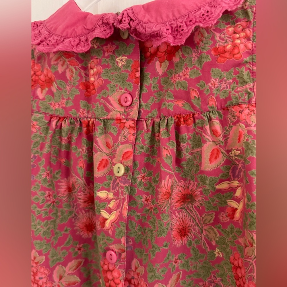April Cornell Pink and Green Floral Dress and Bloomers, Baby Girl 12-18mos - Picture 4 of 10